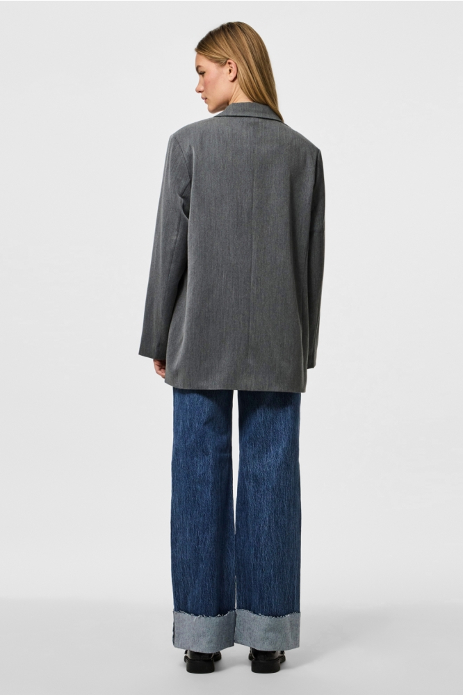 PCKAMIL LS LOOSE BLAZER NOOS BC 17157464 Dark Grey Melange